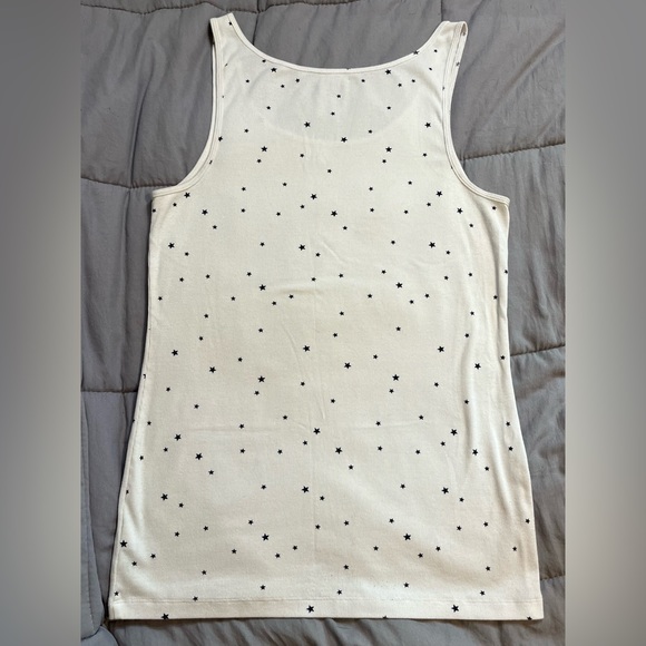 GAP Scoop Neck Ribbed Tank White with Navy Star Print - Picture 2 of 4